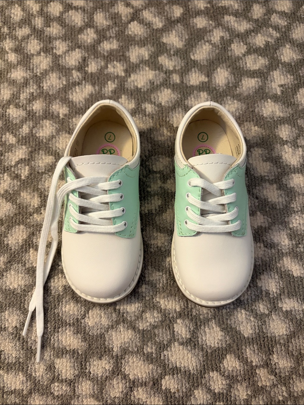 Kids Mint & White Lace-Up Dress Shoes